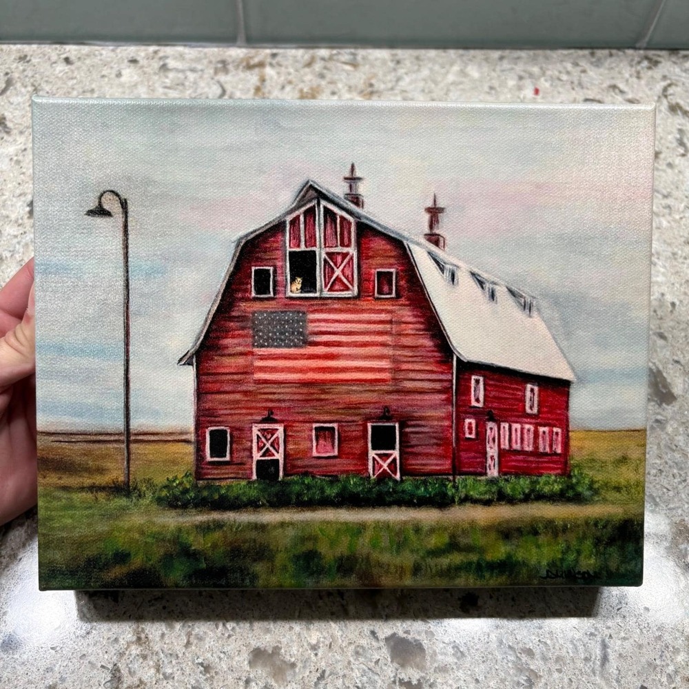 NEW Star Spangled Barn Gallery Wrap Print From Original Painting Farmhouse 8x10